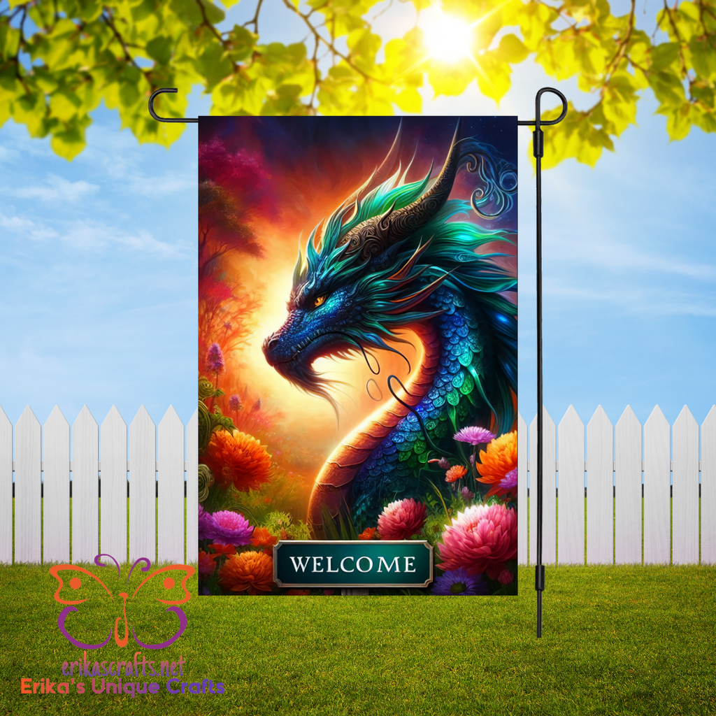 Welcome Dragon Garden Flag