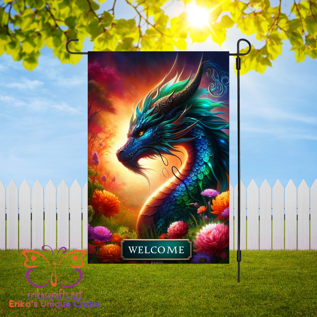 Welcome Dragon Garden Flag