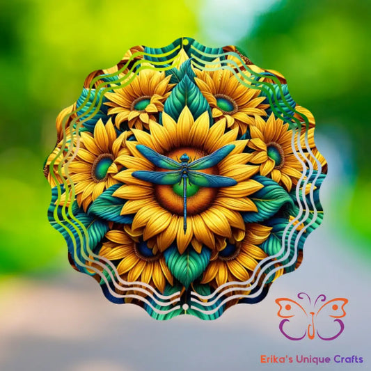 Dragonfly and Sunflower Wind Spinner Wind Spinner