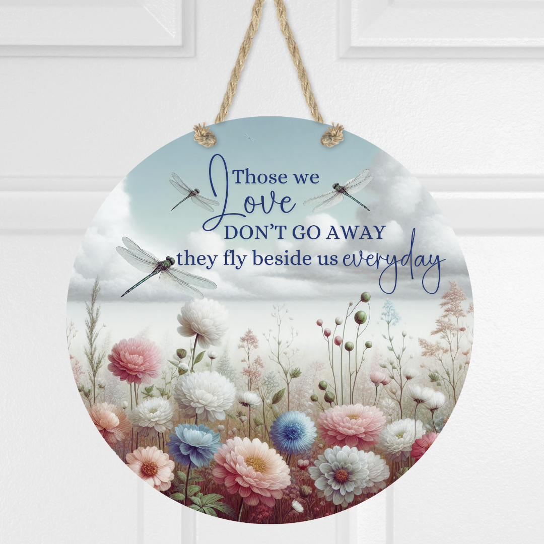 Dragonfly Memorial Round Hanging Door Sign - Door Sign