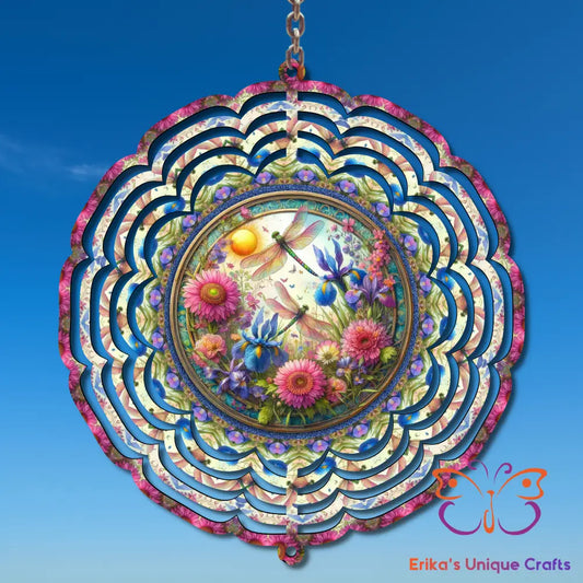 Dragonfly on Flowers Wind Spinner Wind Spinner