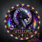 Welcome Dragon Round Metal Hanging Door Sign
