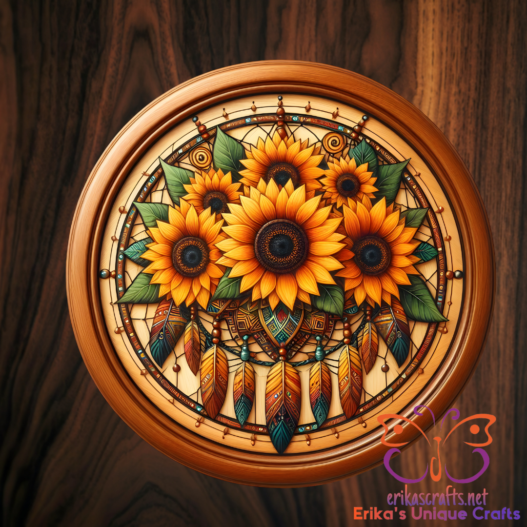 Fall Rustic Sunflower Dreamcatcher Metal Door Sign