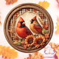 Fall Cardinals Round Hanging Door Sign Door Sign