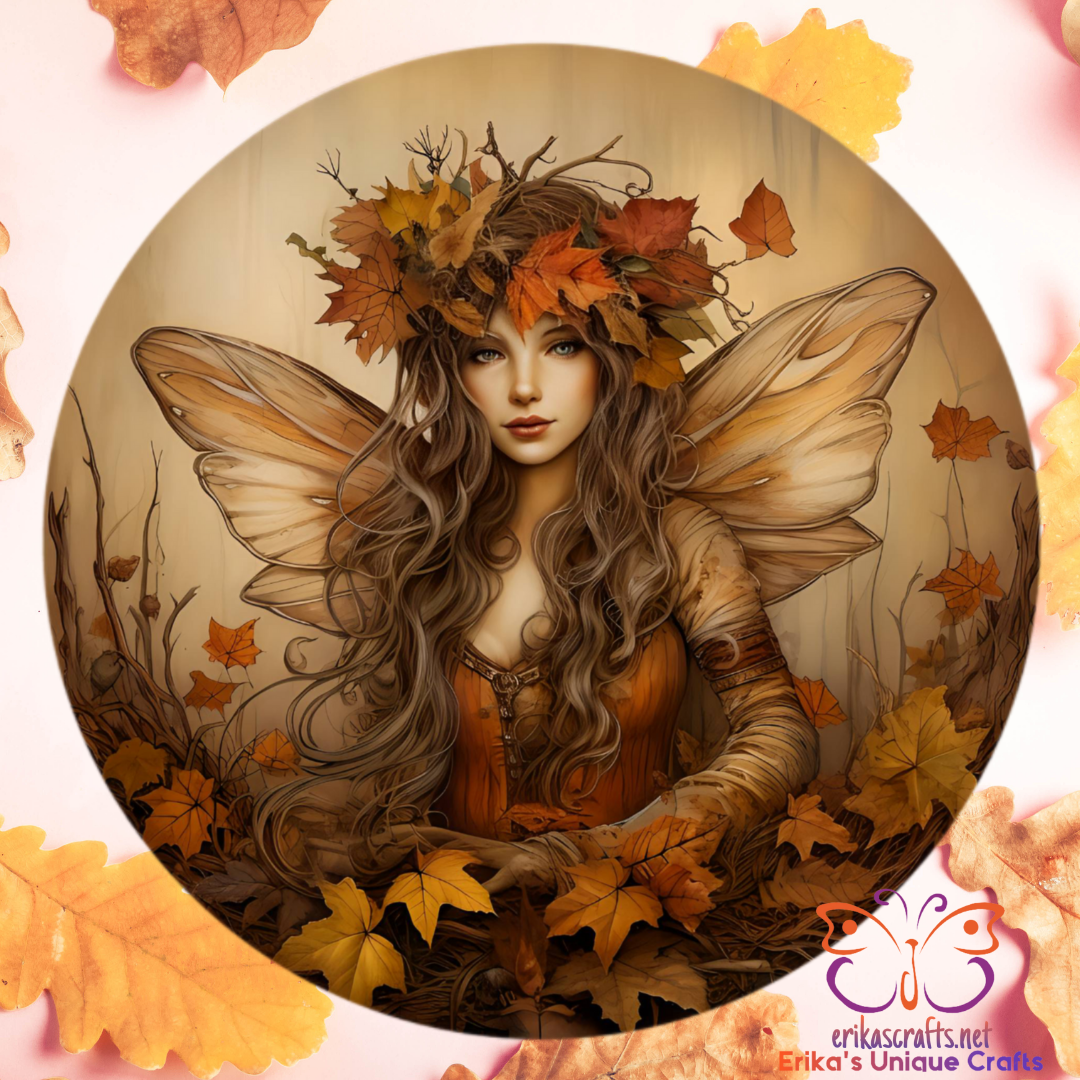 Fall Fairy Round Hanging Door Sign - Door Sign