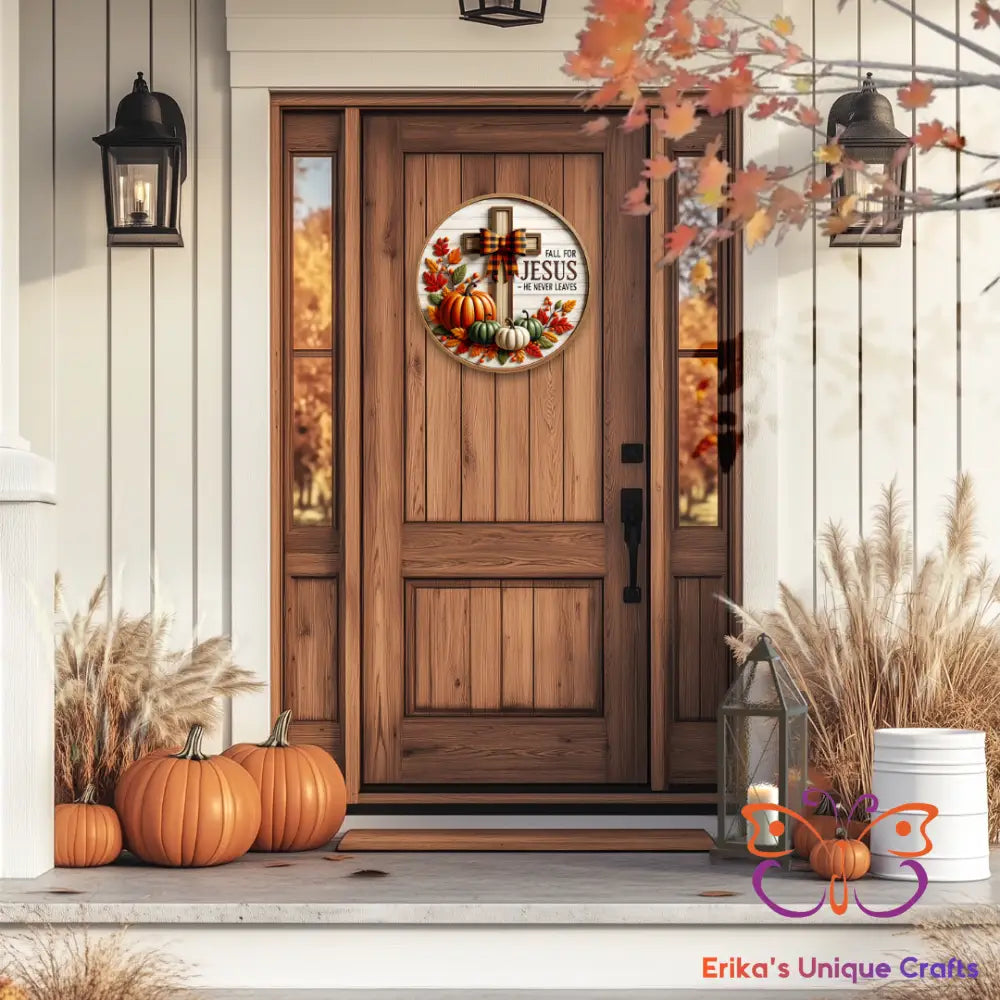 Fall For Jesus Round Hanging Door Sign Door Sign