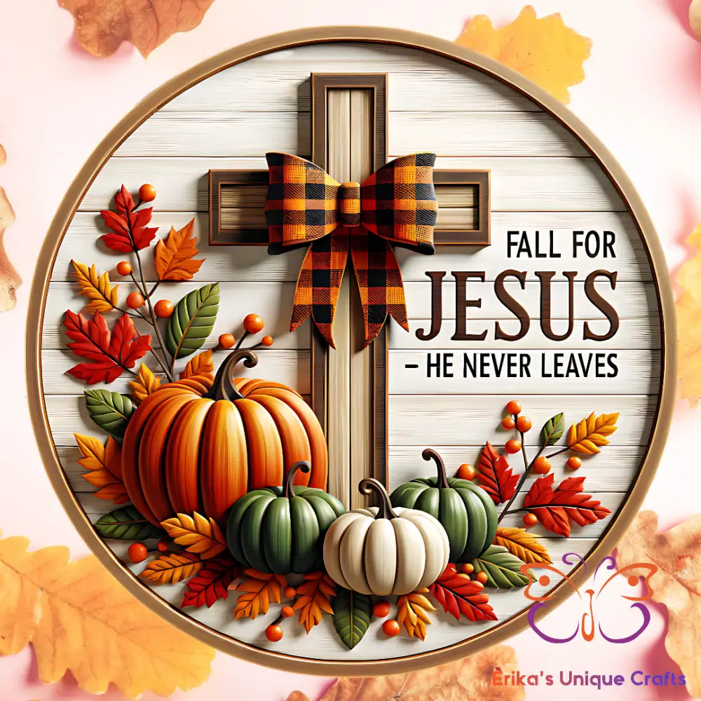 Fall For Jesus Round Hanging Door Sign Door Sign