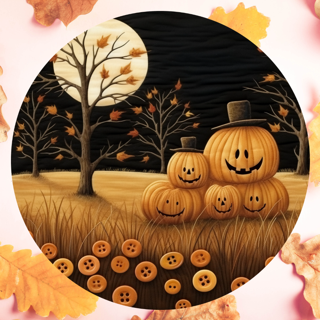 Fall Jack O Lantern Landscape Round Hanging Door Sign