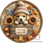 Fall Lab Puppy Round Hanging Door Sign Door Sign