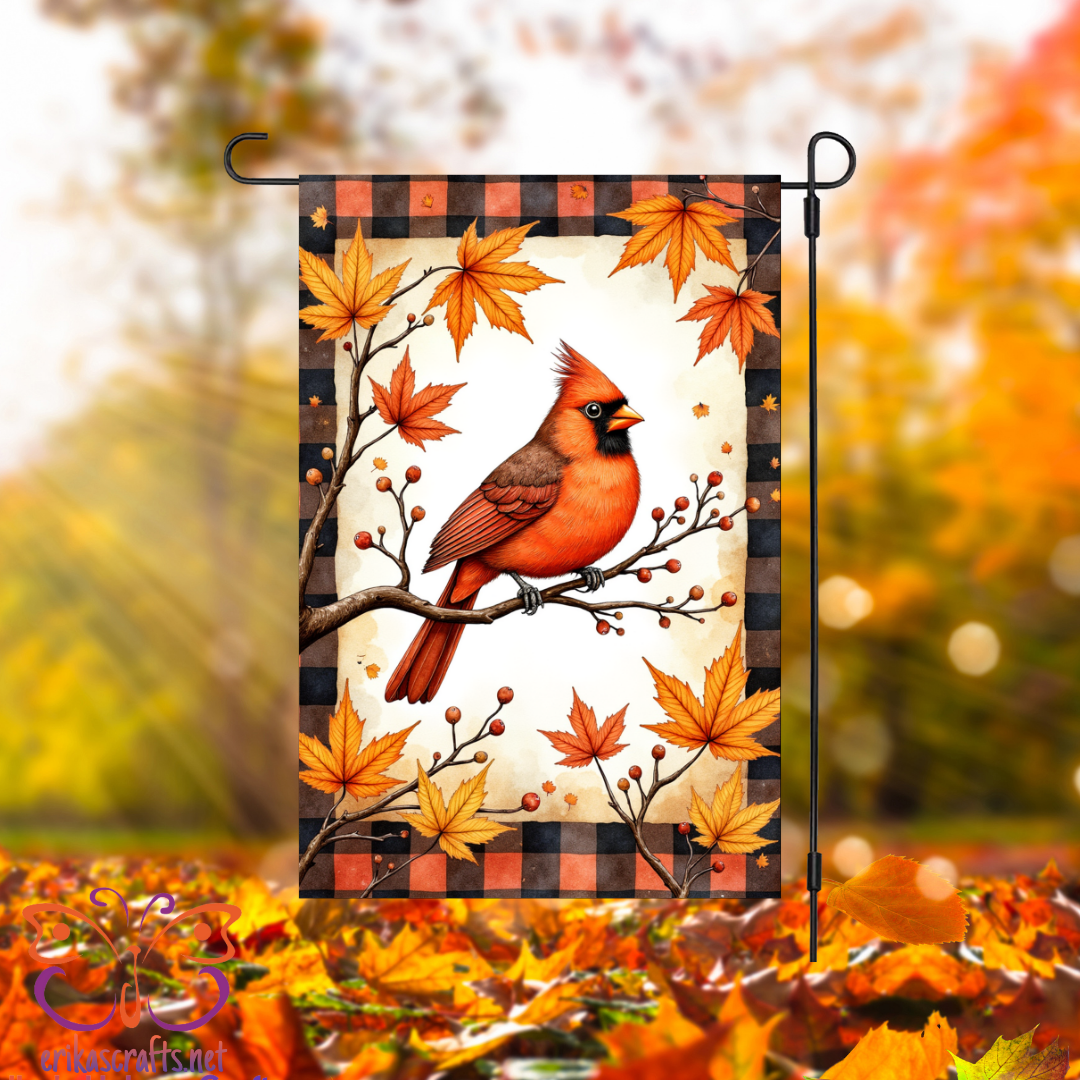 Fall Cardinals Garden Flag