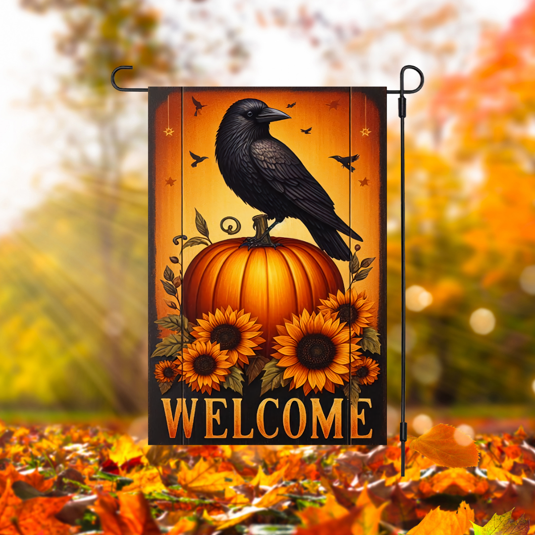 Fall Crow Garden Flag