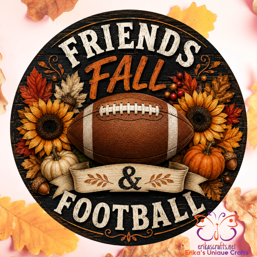 Friends Fall Football Metal Door Sign