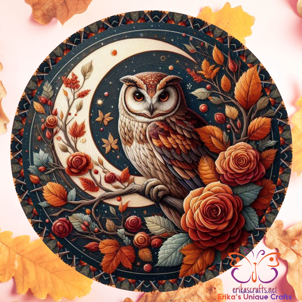 Fall Owl Metal Door Sign