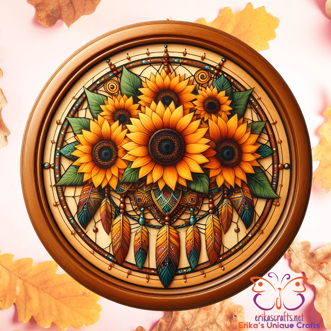 Fall Rustic Sunflower Dreamcatcher Metal Door Sign