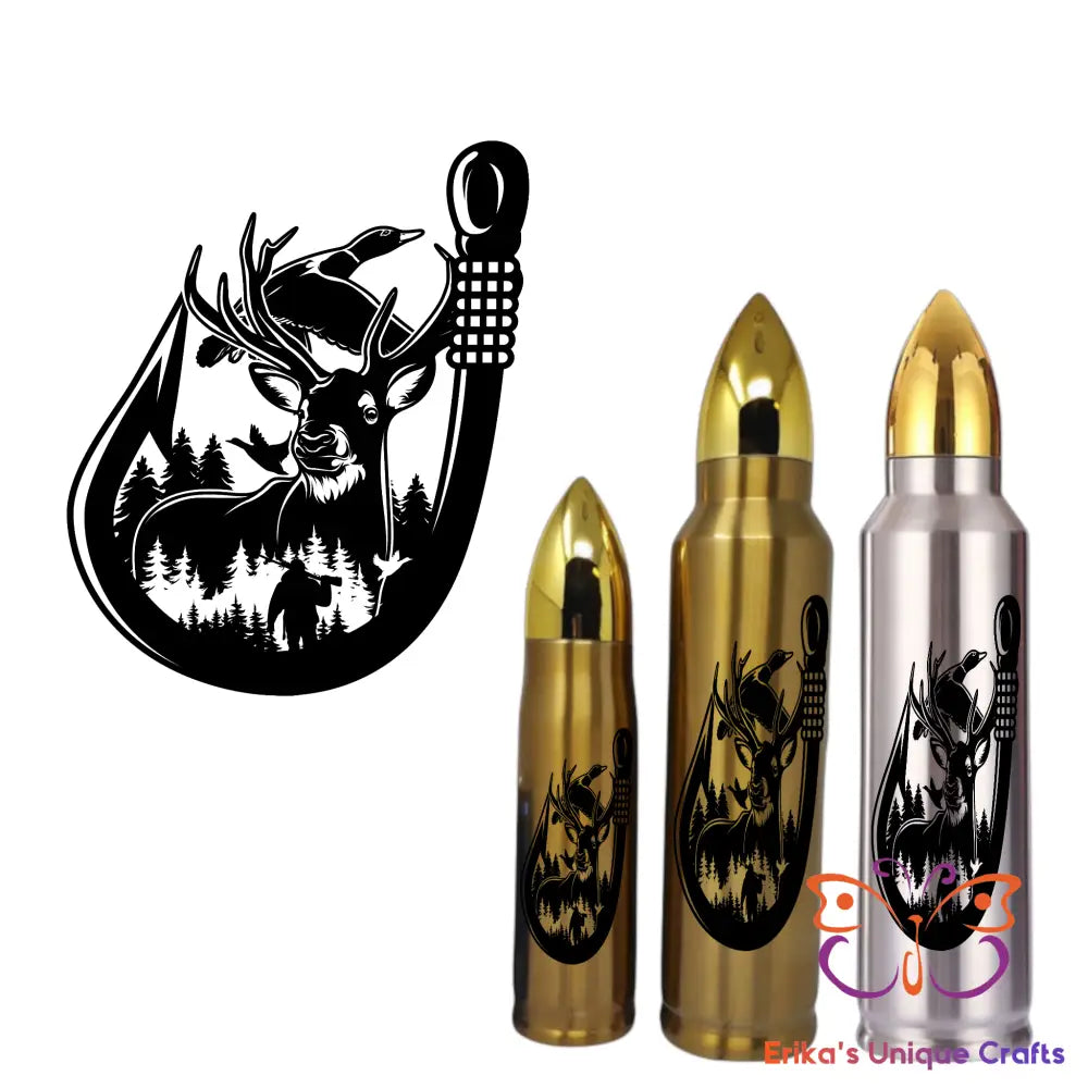 Fish Hook Buck & Duck Bullet Thermos Tumbler Bullet Thermos