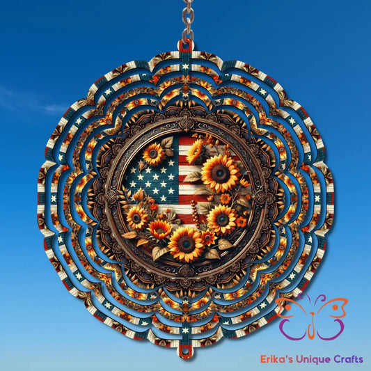 Flag and Sunflower Wind Spinner Wind Spinner