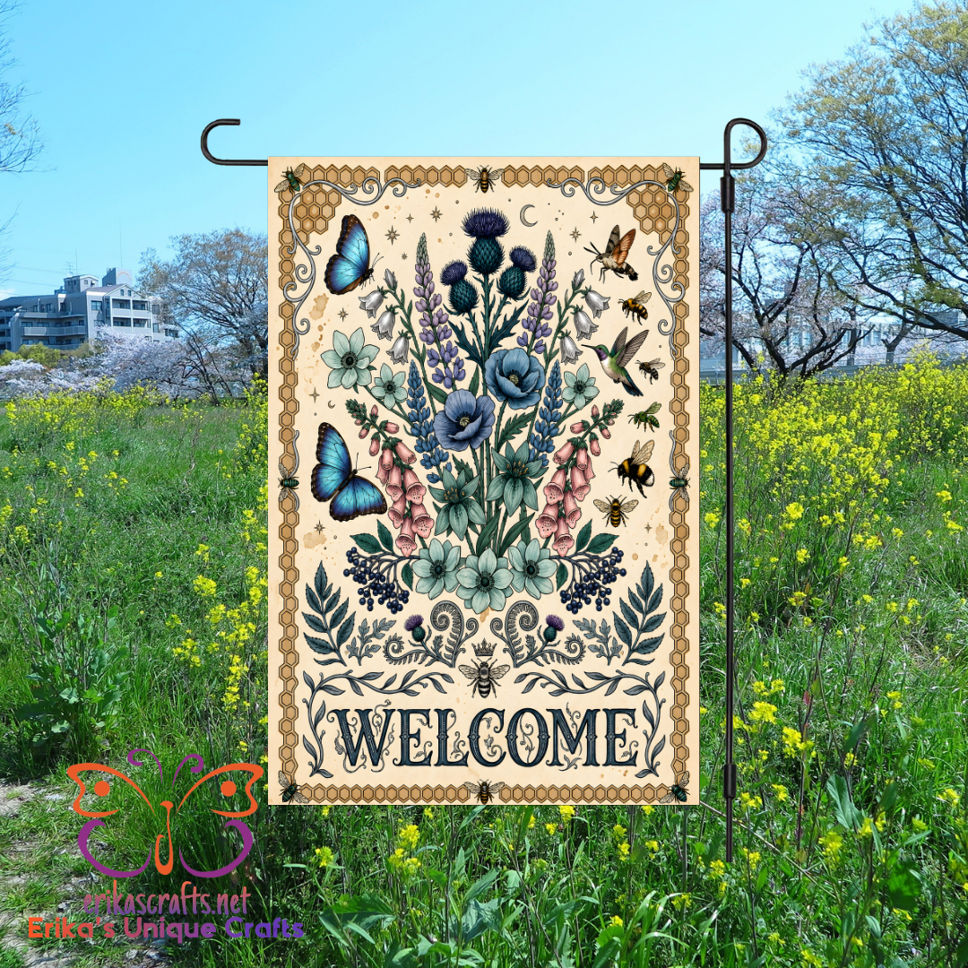 Floral Butterflies and Moth Garden Flags
