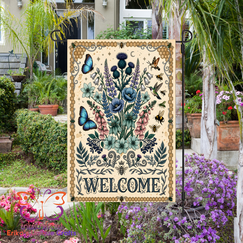 Floral Butterflies and Moth Garden Flags