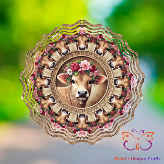 Floral Cow Wind Spinner Wind Spinner