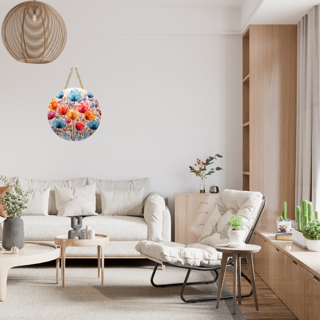 Floral Round Hanging Door Sign - Door Sign