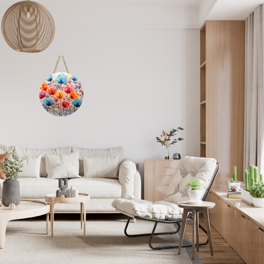 Floral Round Hanging Door Sign - Door Sign