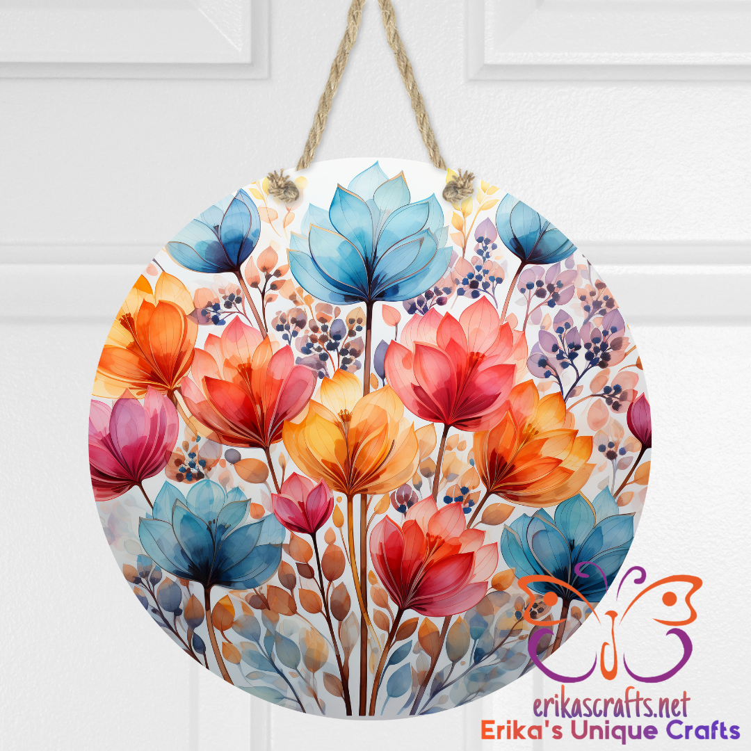 Floral Round Hanging Door Sign - Door Sign