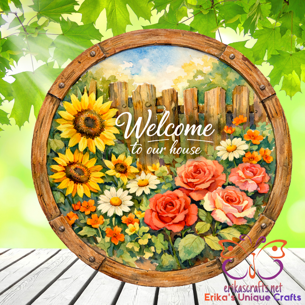 Flower Garden Welcome Door Sign
