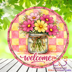 Cosmos Flowers In A Jar Door Sign