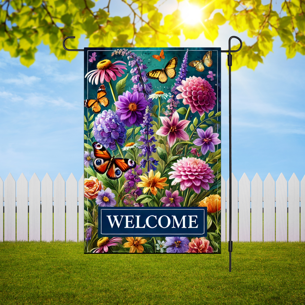 Flowers and Butterflies Garden Flag