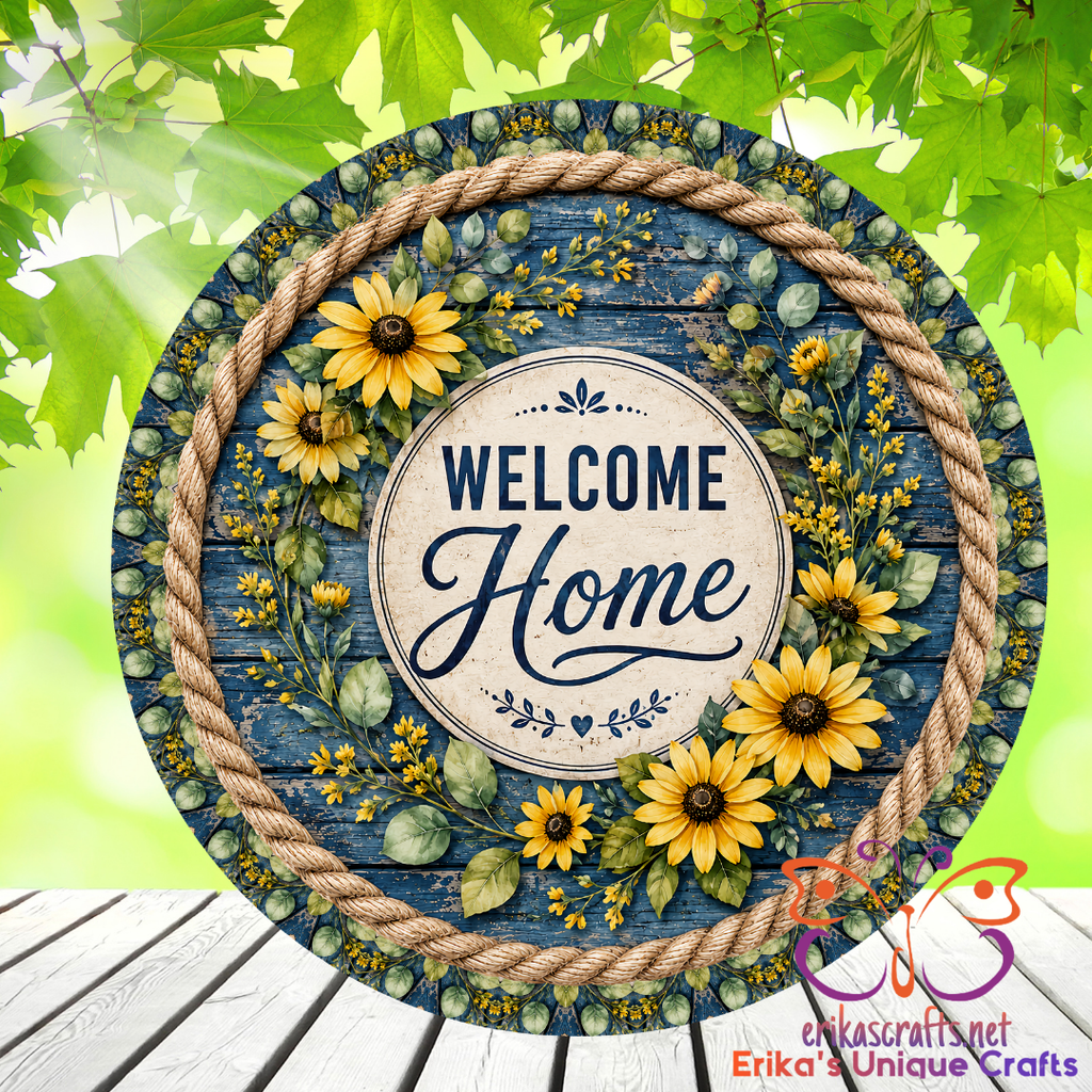 Floral Welcome Home Metal Door Sign