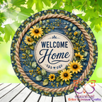 Floral Welcome Home Metal Door Sign