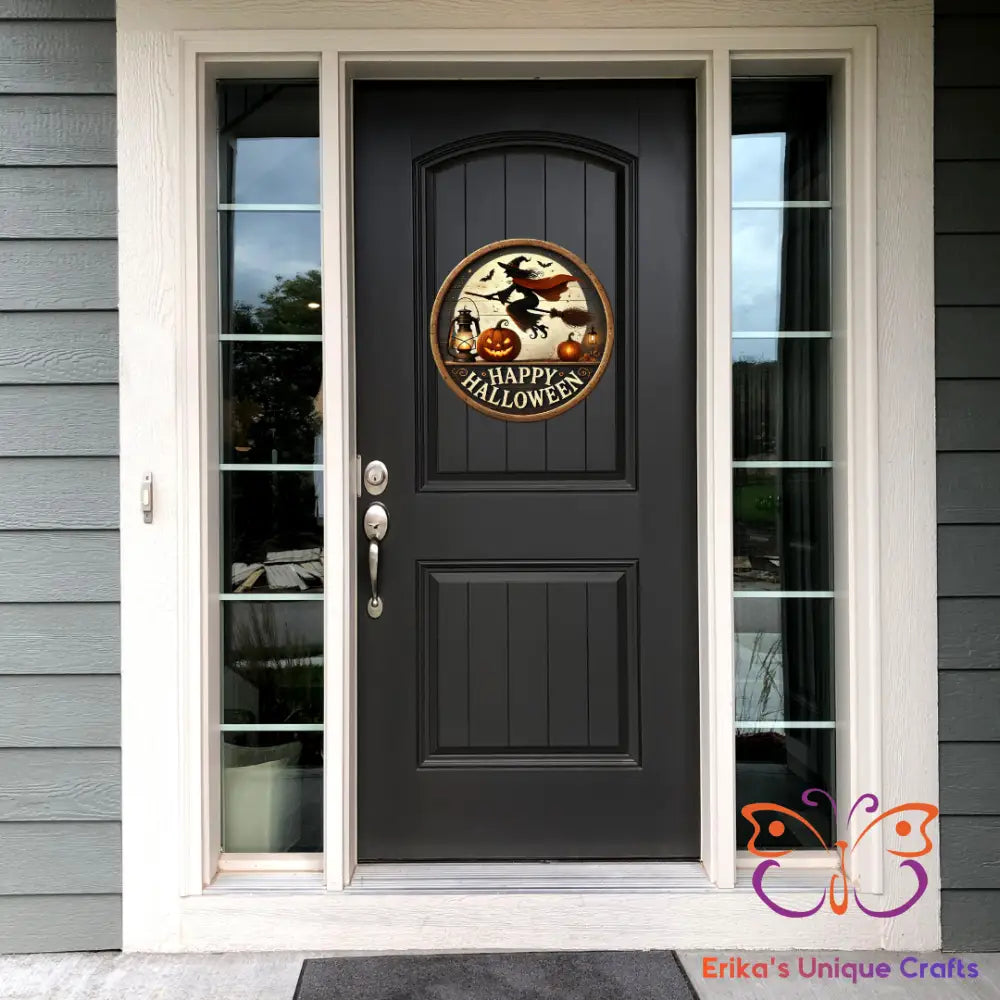 Flying Witch Round Hanging Door Sign Door Sign