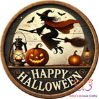 Flying Witch Round Hanging Door Sign Door Sign