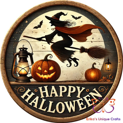Flying Witch Round Hanging Door Sign Door Sign