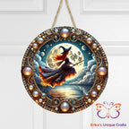 Flying Witch Round Hanging Door Sign Door Sign