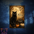 Black Cat Full Moon Halloween Garden Flag