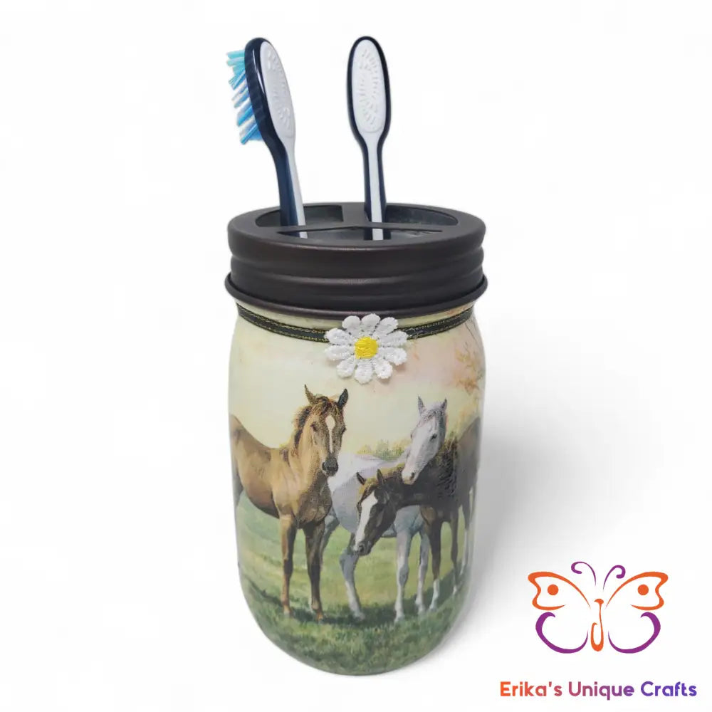 Foal Friends Mason Jar Toothbrush Holder Mason Jar