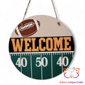 Football Welcome Round Hanging Door Sign Door Sign