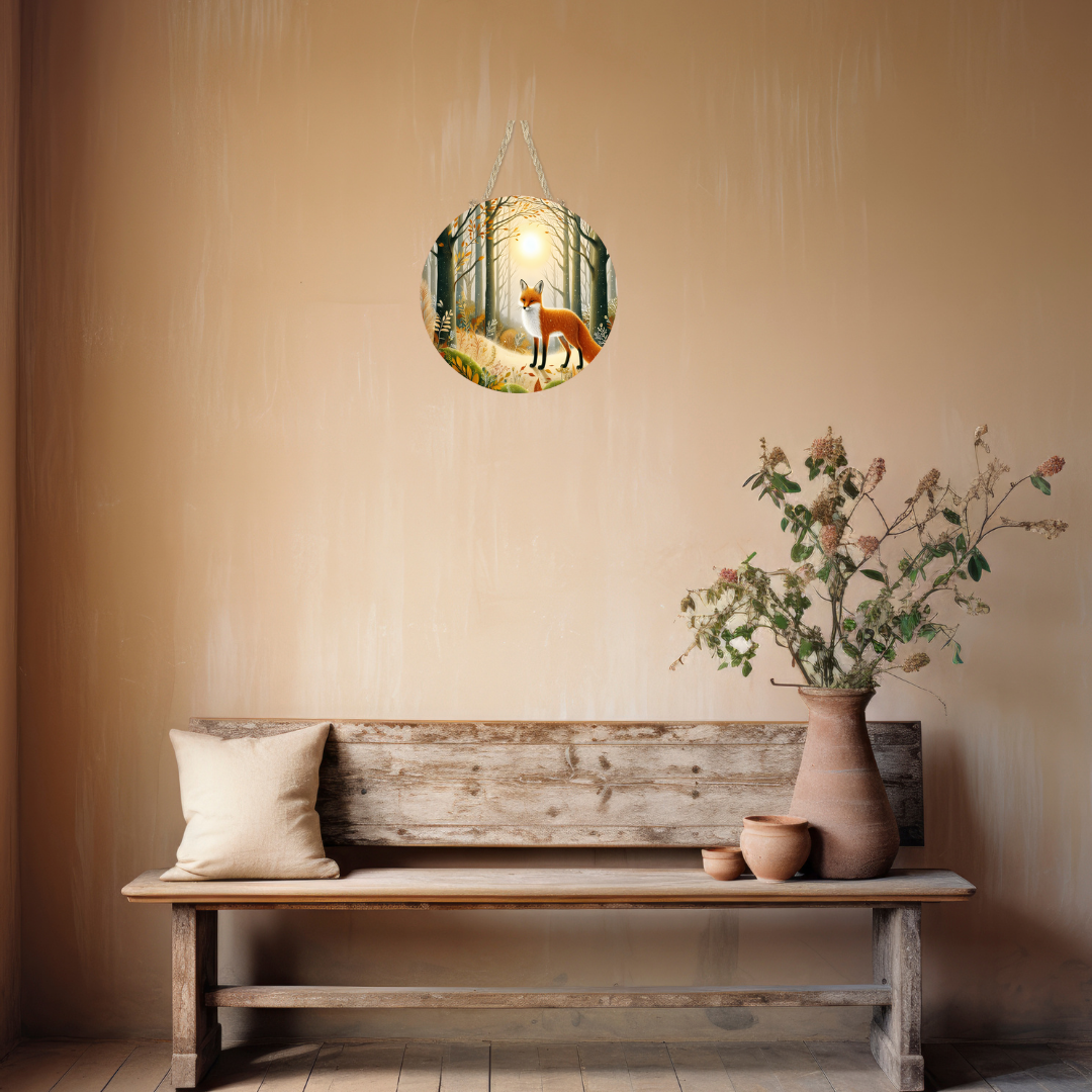 Fox Round Hanging Door Sign - Door Sign