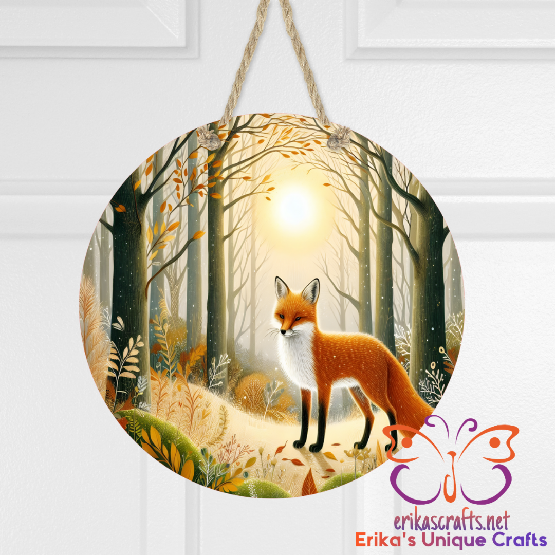 Fox Round Hanging Door Sign - Door Sign