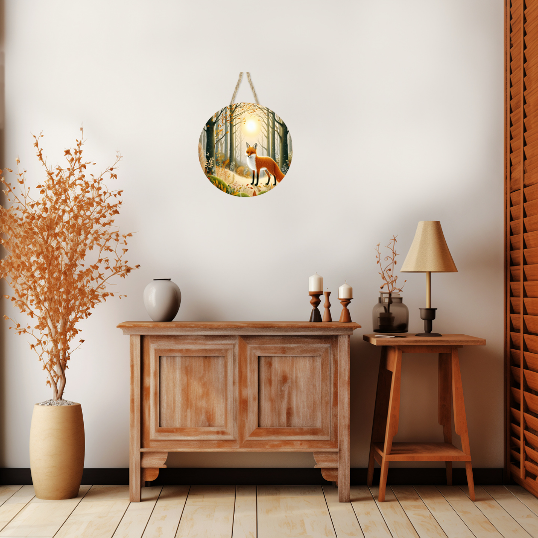 Fox Round Hanging Door Sign - Door Sign