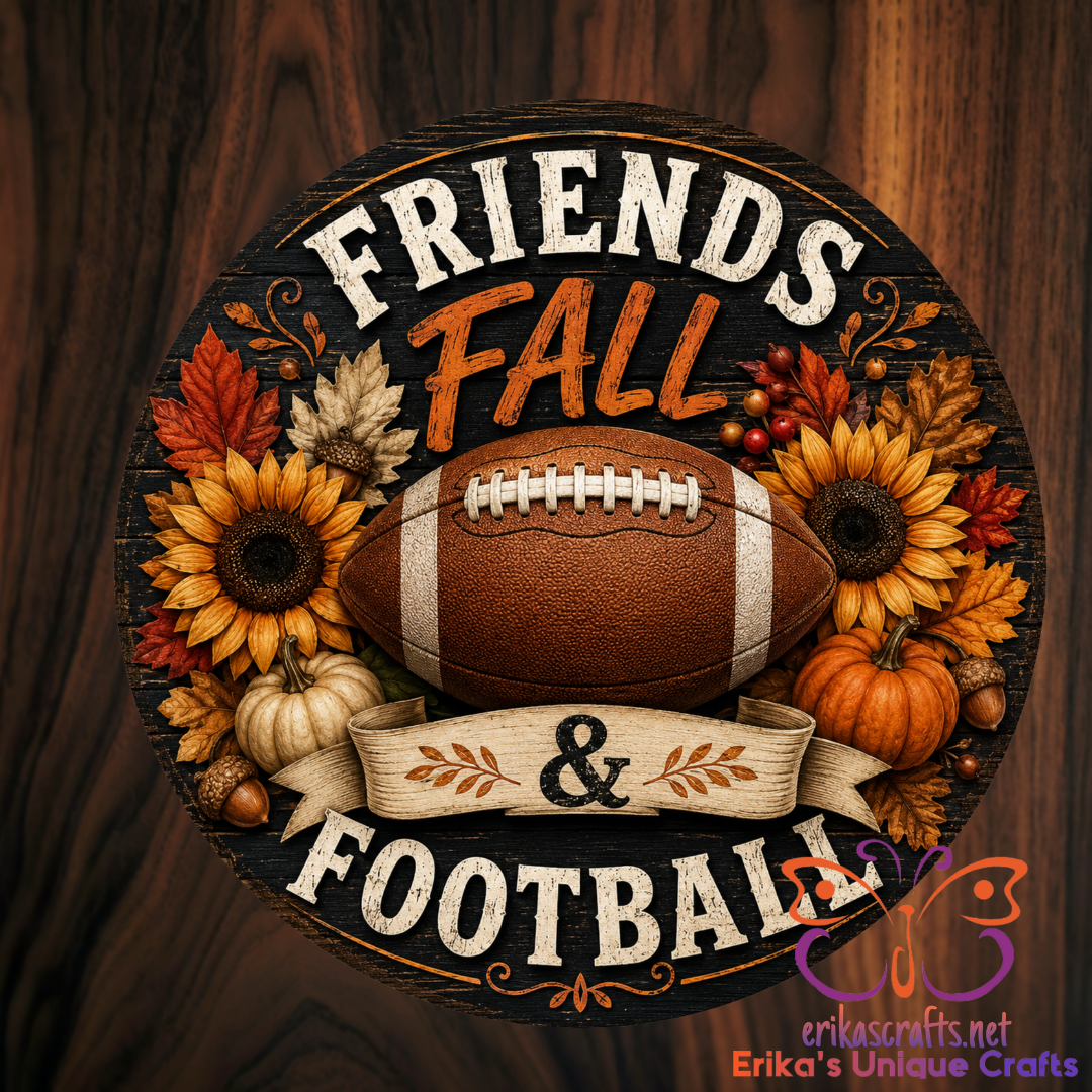 Friends Fall Football Metal Door Sign