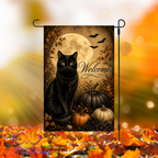 Black Cat Full Moon Halloween Garden Flag
