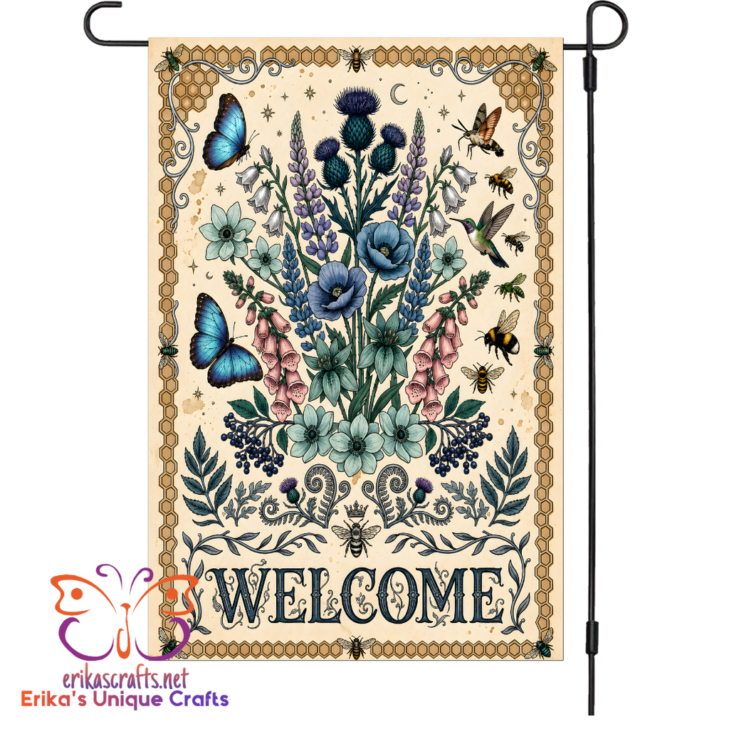 Floral Butterflies and Moth Garden Flags