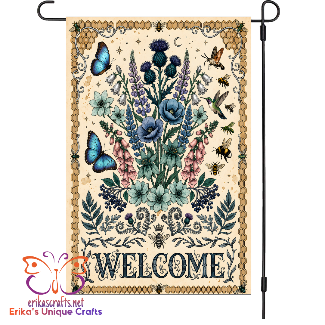 Floral Butterflies and Moth Garden Flags
