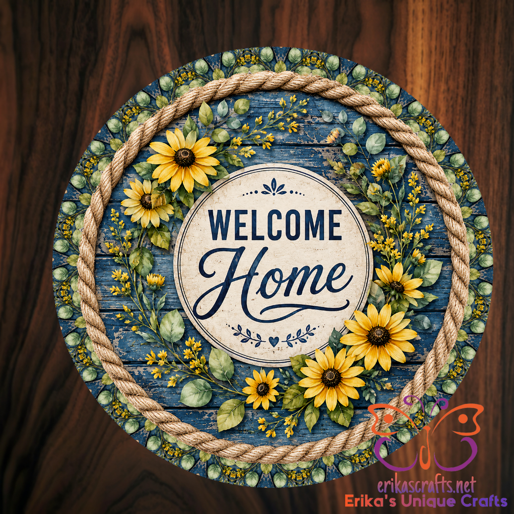 Floral Welcome Home Metal Door Sign