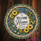 Floral Welcome Home Metal Door Sign
