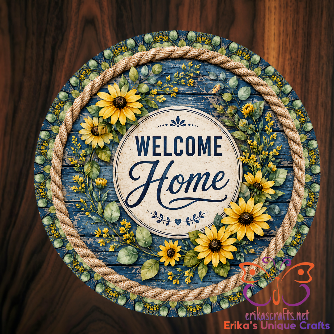 Floral Welcome Home Metal Door Sign