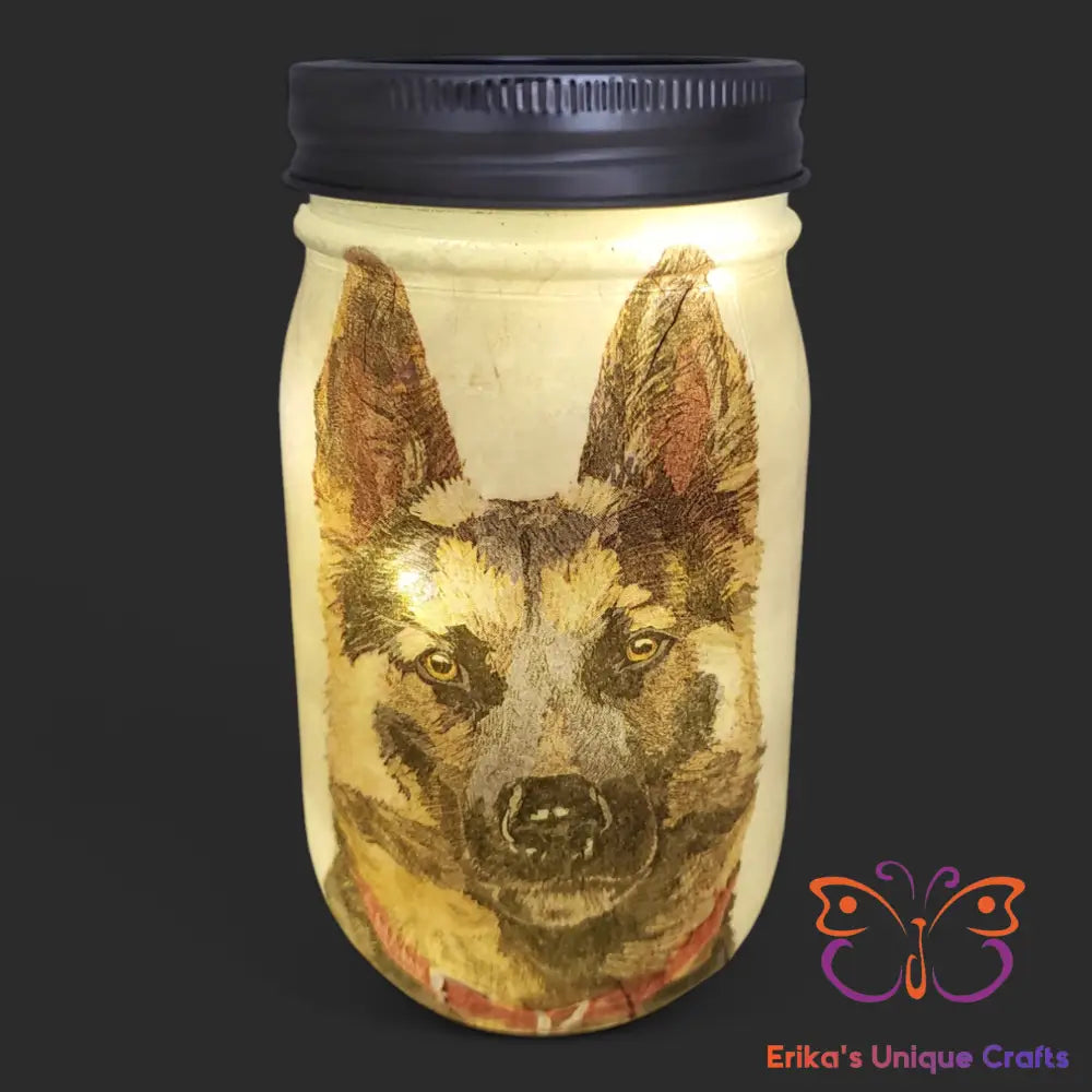 German Shepherd Mason Jar Solar Lights Mason Jar