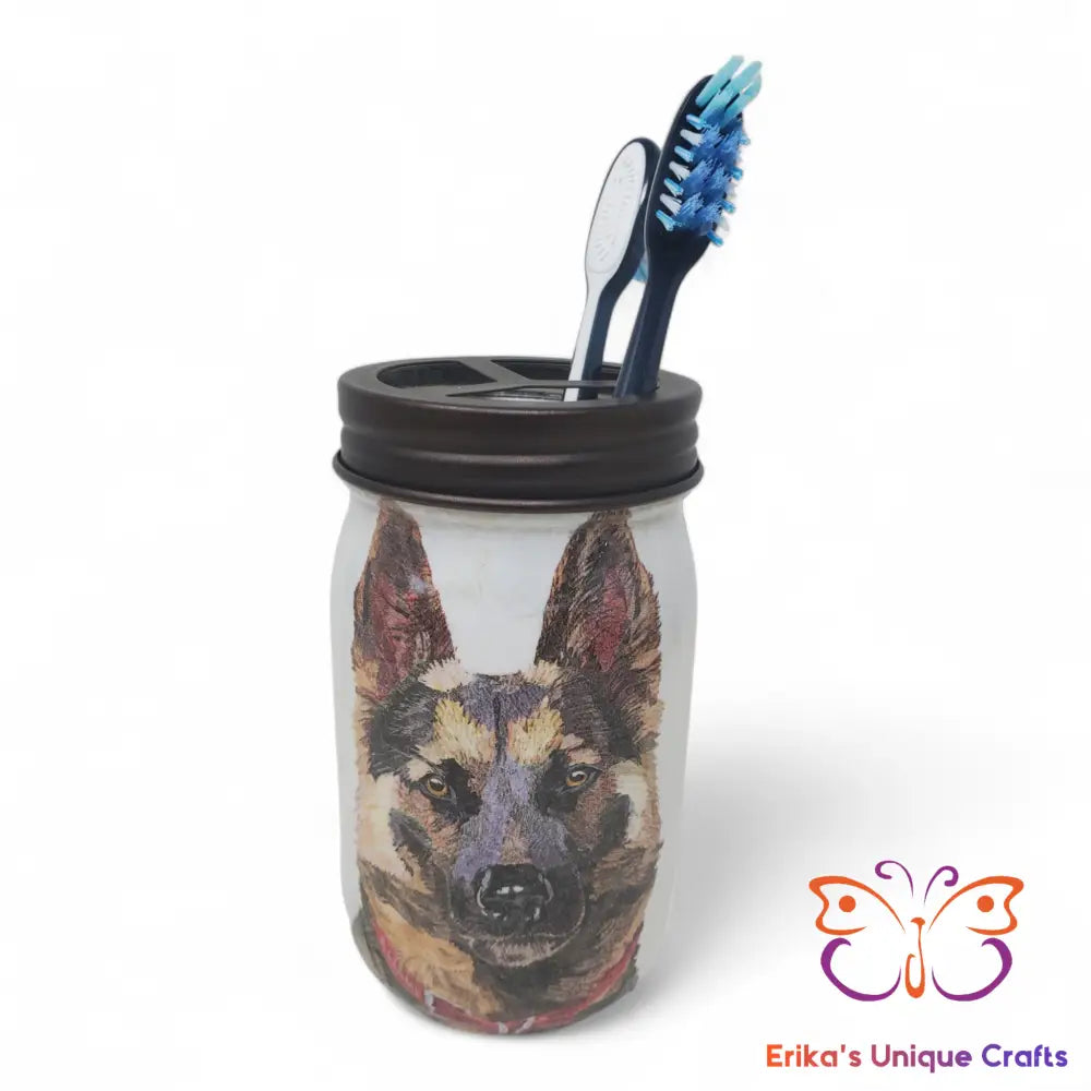 German Shepherd Mason Jar Toothbrush Holder Mason Jar